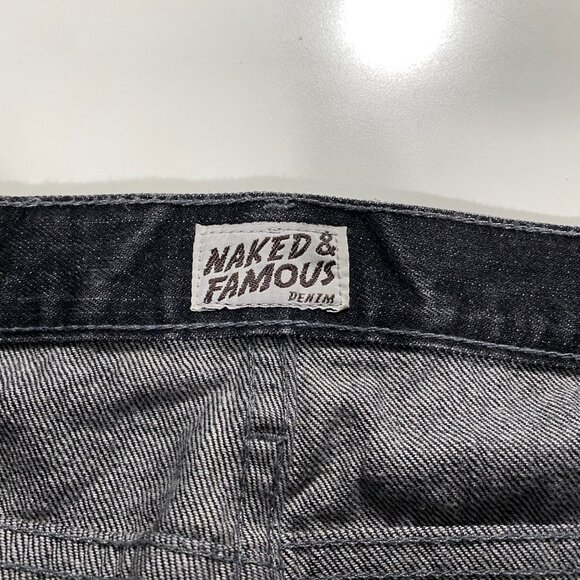 Naked & Famous Denim Weird Guy Faded Black Selvedge Jeans men's size 36x31 - Picture 4 of 9